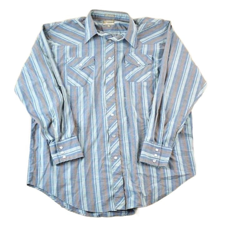 Vintage 1990s Plainsman For The Tall Man Striped Button Up Shirt Mens XL from propervintagecanada