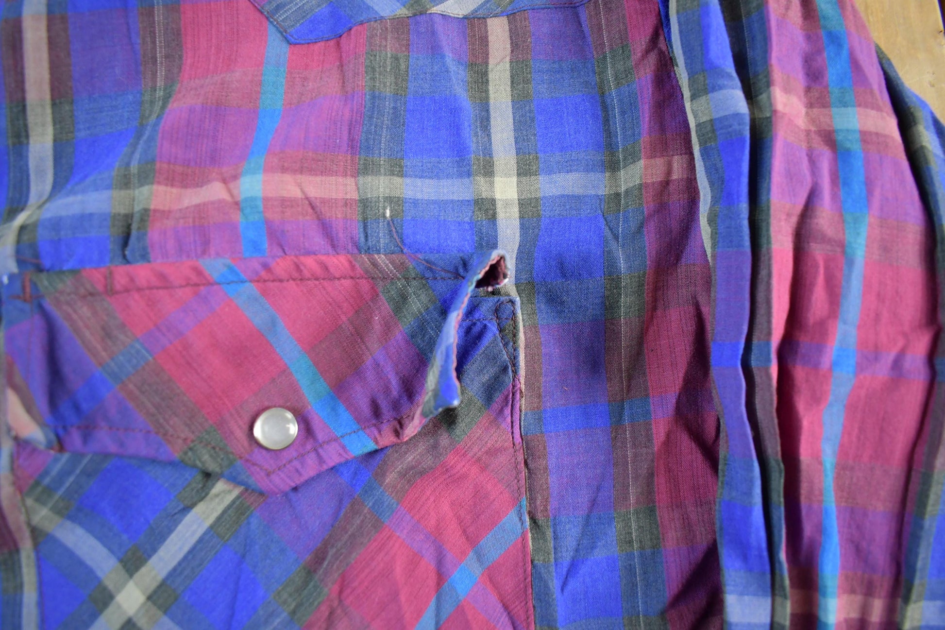 Vintage 1990s Plainsman Western Striped Pearl Snap Shirt Mens XL from propervintagecanada