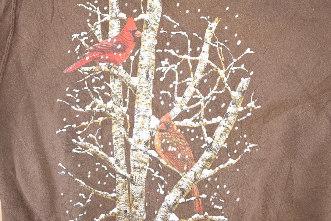 Vintage 1990s Pleasant Shade Winter Cardinal Double Collar Souvenir Crewneck Sweatshirt Men's XXL from propervintagecanada