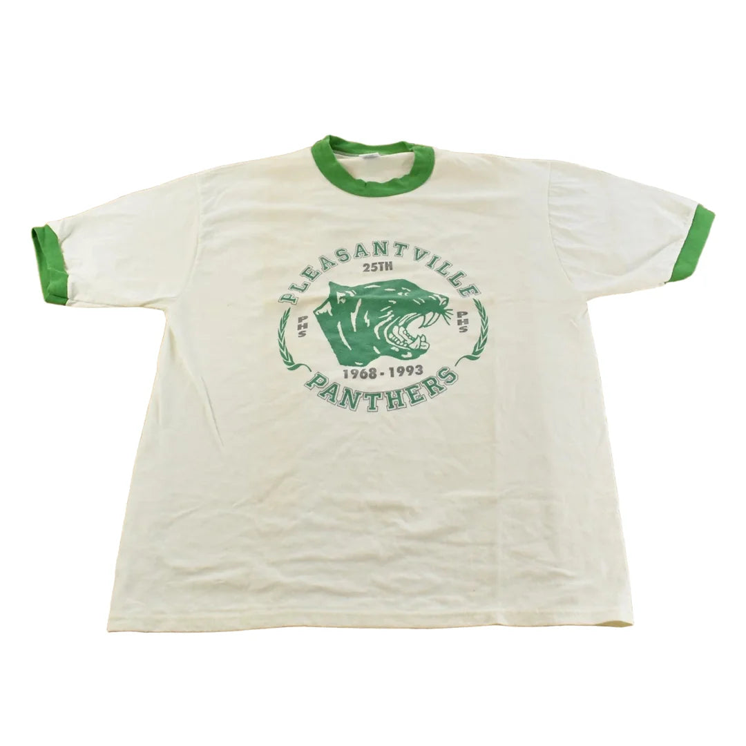Vintage 1990s Pleasantville Panthers Collegiate Ringer T-Shirt Men's XL from propervintagecanada