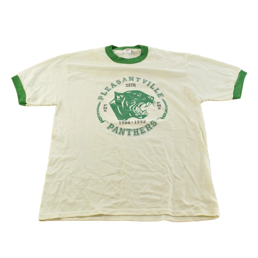 Vintage 1990s Pleasantville Panthers Collegiate Ringer T-Shirt Men's XL from propervintagecanada