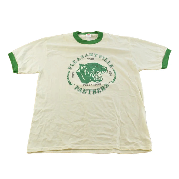 Vintage 1990s Pleasantville Panthers Collegiate Ringer T-Shirt Men's XL from propervintagecanada