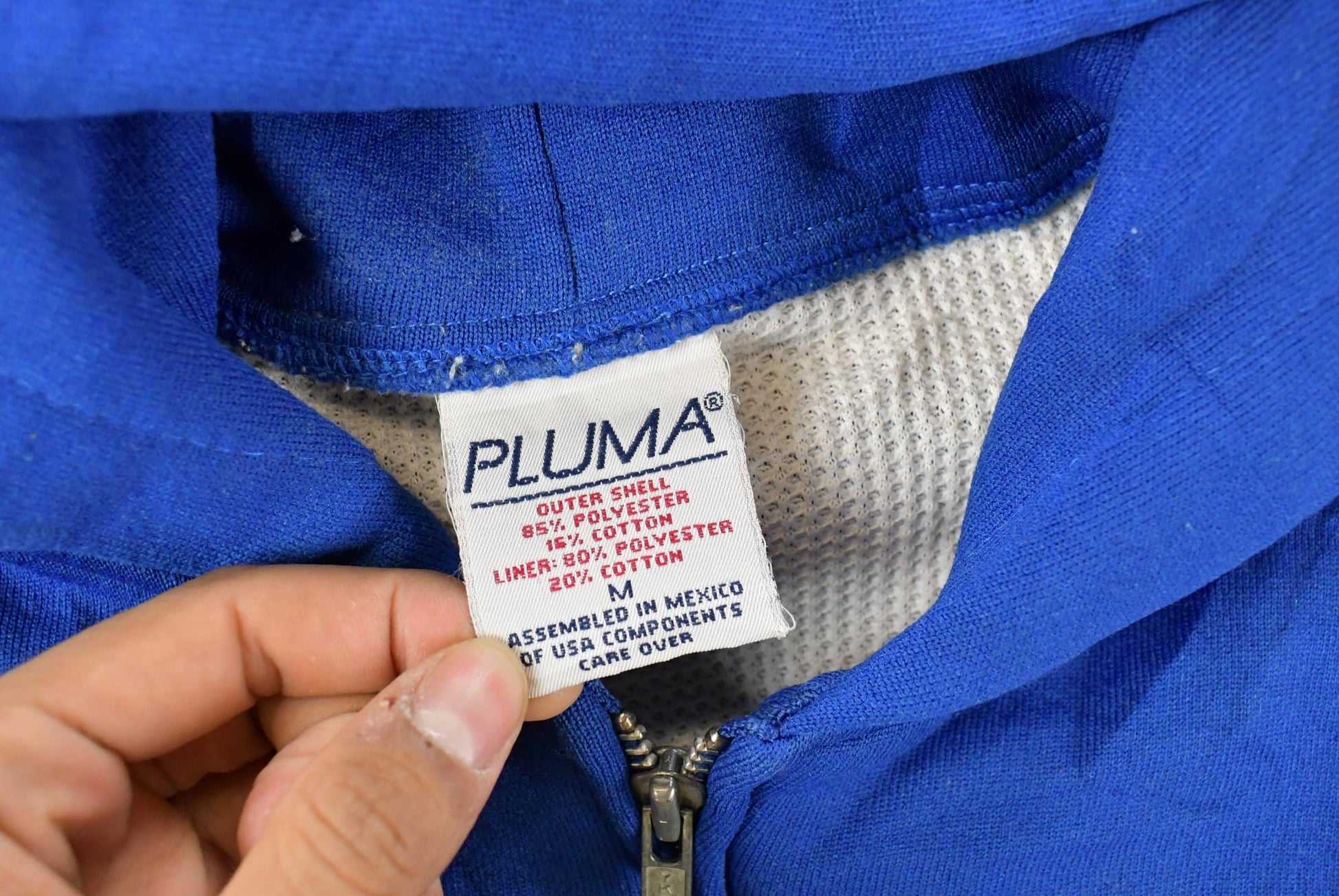 Vintage 1990s Pluma Blank Thermal Lined Full Zip Hoodie Men's Medium from propervintagecanada