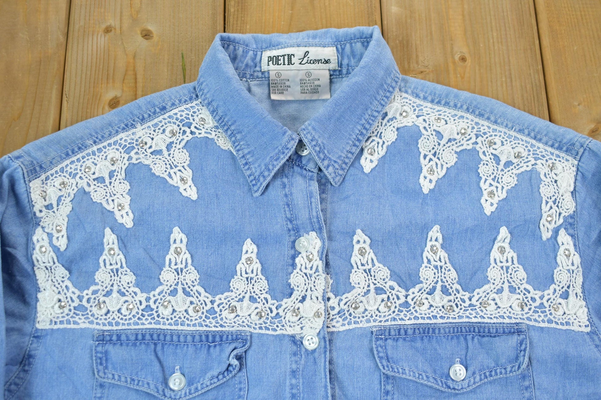 Vintage 1990s Poetic License Western Style Button Up Rodeo Shirt Men's Small from propervintagecanada