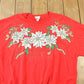 Vintage 1990s Poinsettia AOP Cute Crewneck Christmas Sweater Men's XL from propervintagecanada