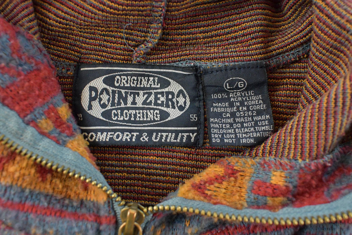 Vintage 1990s Point Zero Aztec Fleece Sweatshirt Hoodie Men's Large from propervintagecanada
