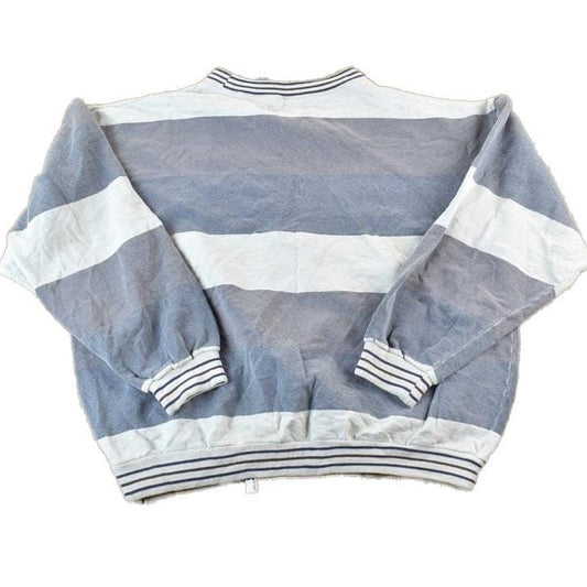 Vintage 1990s Point Zero Jeans Striped Colour Block Crewneck Sweatshirt Men's Medium from propervintagecanada