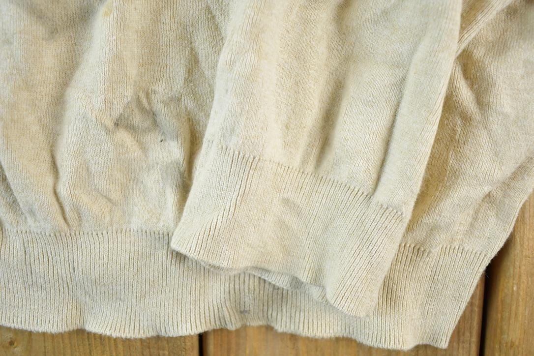Vintage 1990s Polo By Ralph Lauren 100% Pima Cotton Knit Tan Crewneck Sweater Men's XL from propervintagecanada