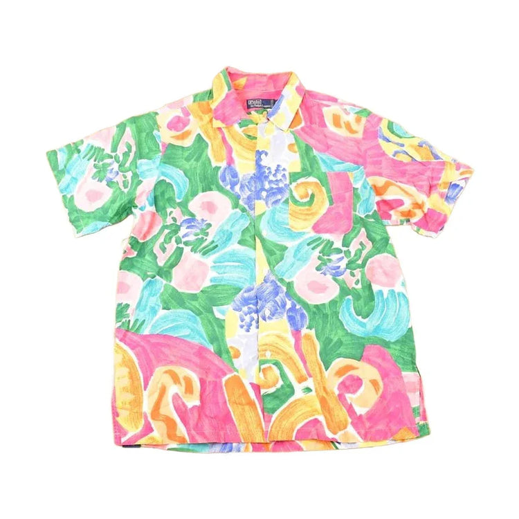 Vintage 1990s Polo By Ralph Lauren Abstract Hawaiian Button Up Shirt Men's L / Funky Crazy Pattern / Preppy Style / Boxy Fit from propervintagecanada