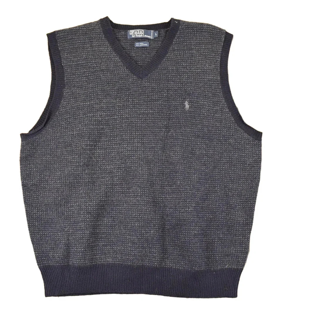 Vintage 1990s Polo By Ralph Lauren Abstract Wool Knit V Neck Sweater Vest Mens L from propervintagecanada
