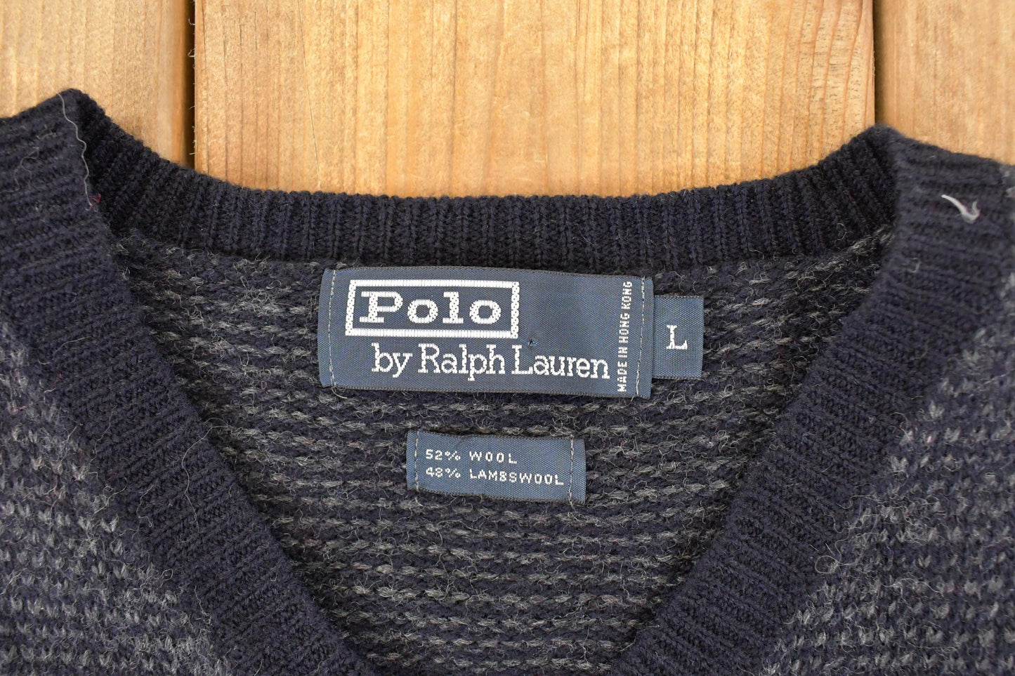 Vintage 1990s Polo By Ralph Lauren Abstract Wool Knit V Neck Sweater Vest Mens L from propervintagecanada
