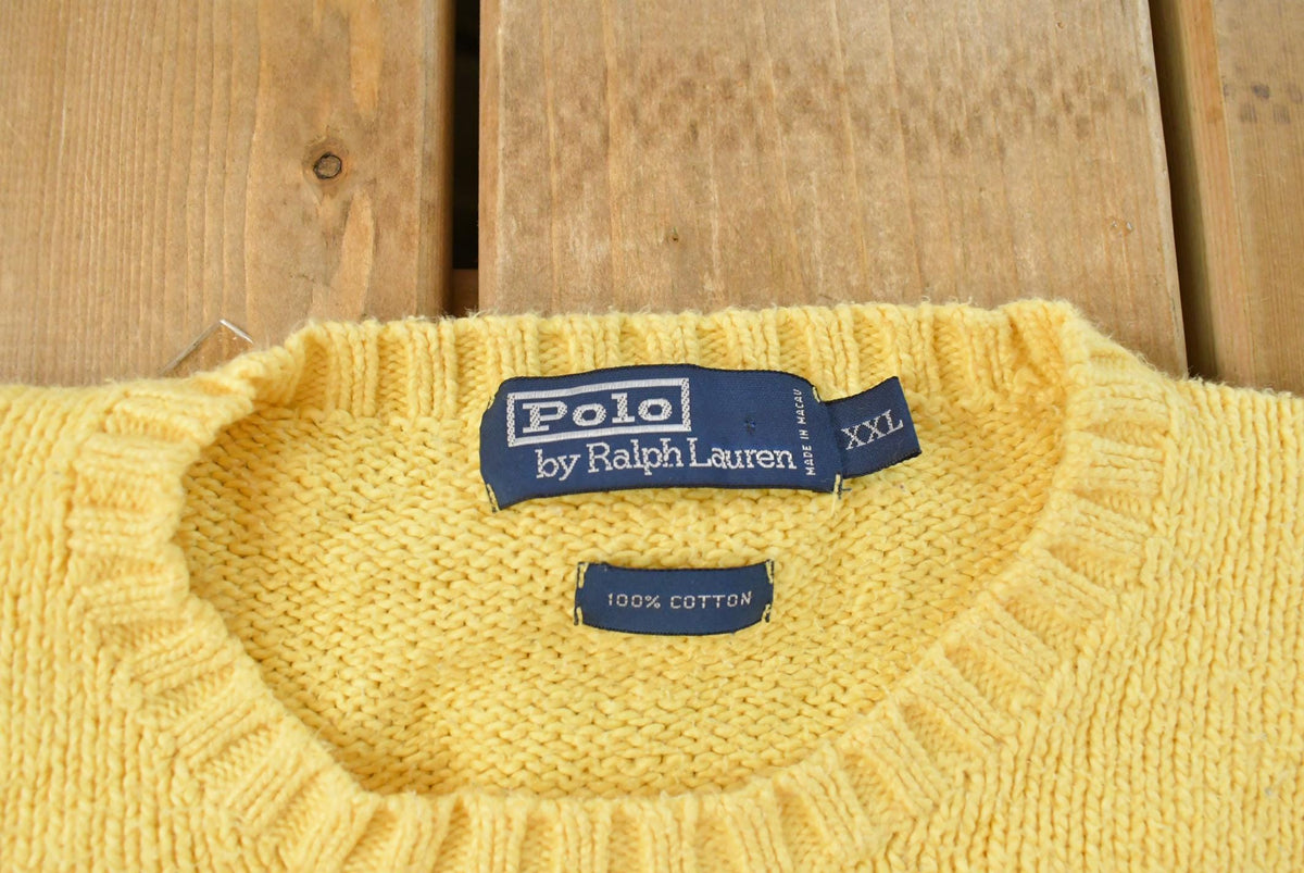 Vintage 1990s Polo By Ralph Lauren Chunky Knit Crewneck Sweater Mens XL from propervintagecanada
