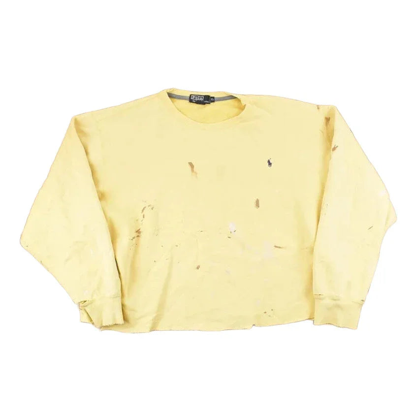 Vintage 1990s Polo By Ralph Lauren Distressed Painters Crewneck Sweatshirt Women's Cropped XL from propervintagecanada