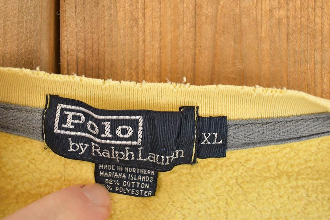 Vintage 1990s Polo By Ralph Lauren Distressed Painters Crewneck Sweatshirt Women's Cropped XL from propervintagecanada
