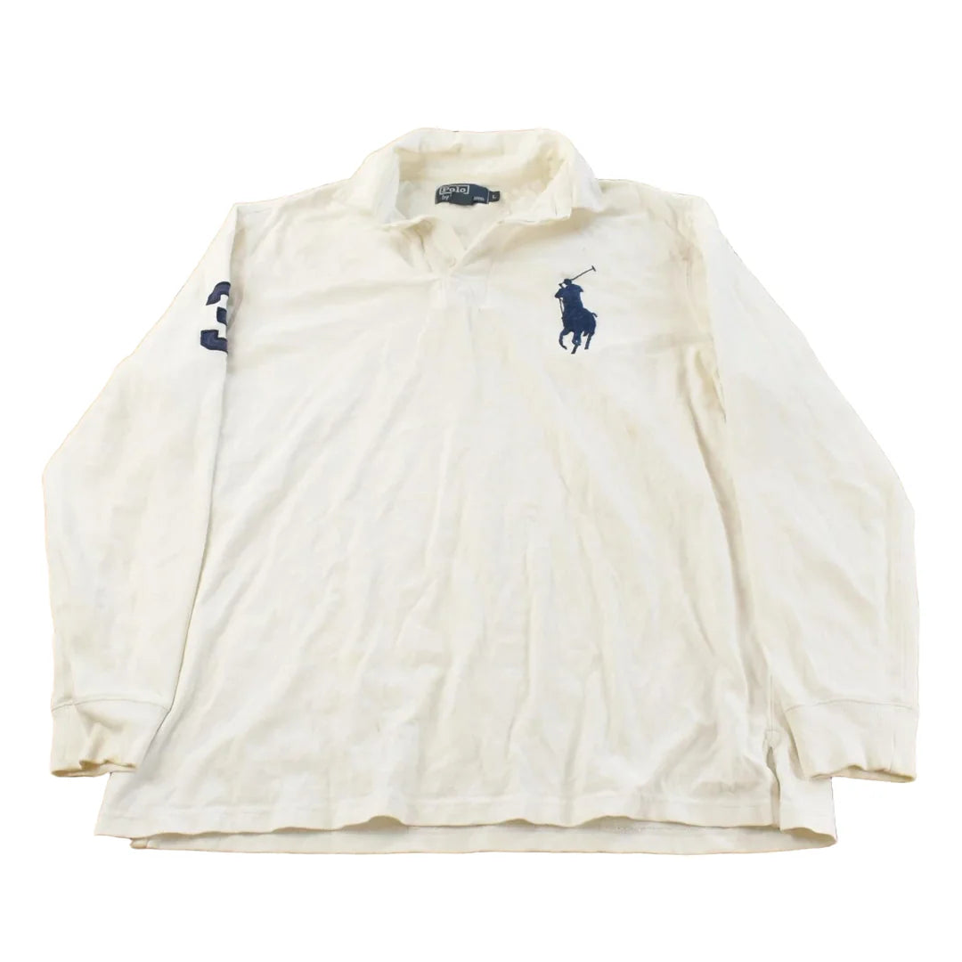 Vintage 1990s Polo By Ralph Lauren Embroidered Small Pony Rugby Shirt Men's Large from propervintagecanada