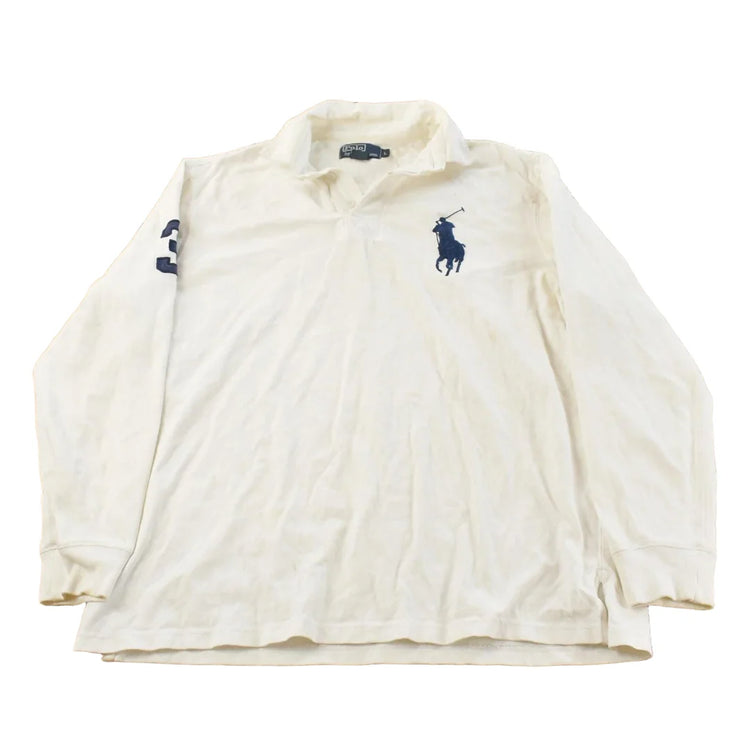 Vintage 1990s Polo By Ralph Lauren Embroidered Small Pony Rugby Shirt Men's Large from propervintagecanada