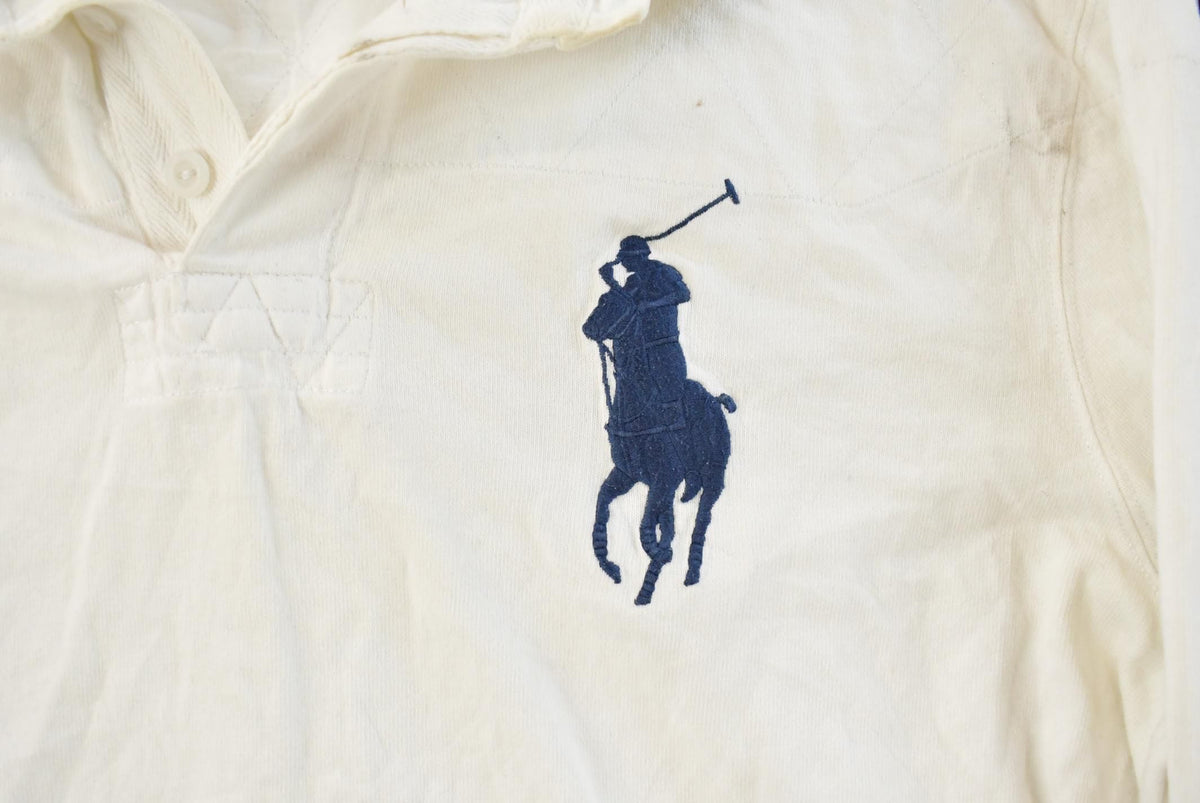 Vintage 1990s Polo By Ralph Lauren Embroidered Small Pony Rugby Shirt Men's Large from propervintagecanada