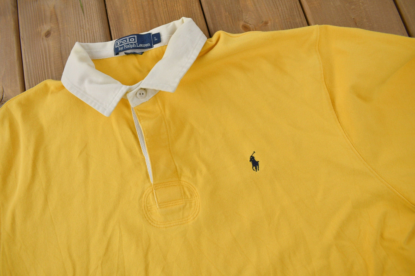 Vintage 1990s Polo By Ralph Lauren Embroidered Small Pony Rugby Sweater from propervintagecanada