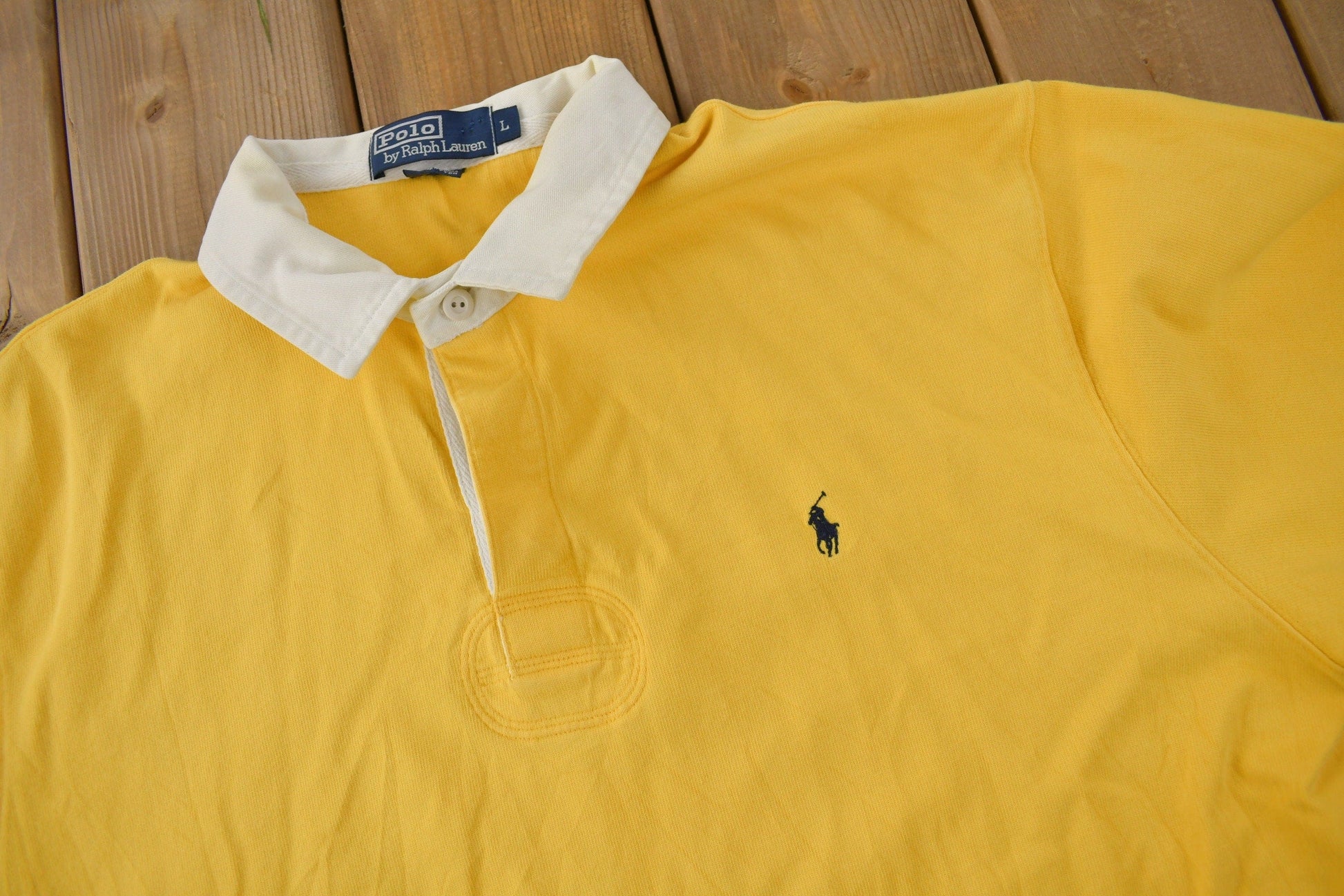 Vintage 1990s Polo By Ralph Lauren Embroidered Small Pony Rugby Sweater from propervintagecanada