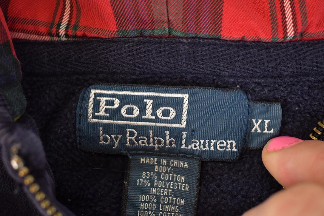 Vintage 1990s Polo By Ralph Lauren Full Zip Sweatshirt Men's XL from propervintagecanada