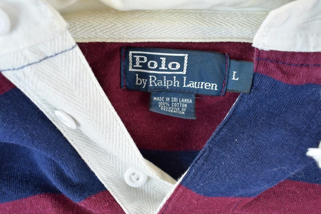 Vintage 1990s Polo By Ralph Lauren Hooded Rugby Button Up Shirt Men's Large from propervintagecanada