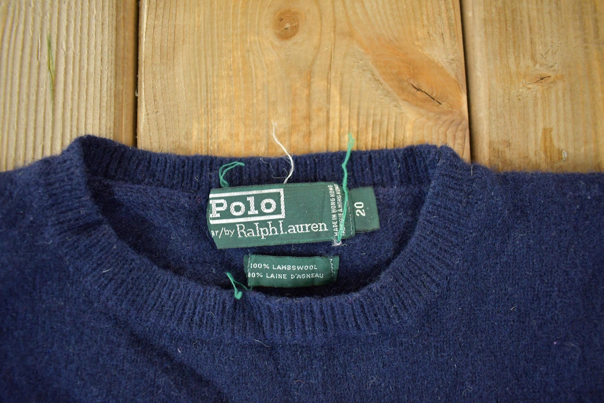 Vintage 1990s Polo By Ralph Lauren Lambswool Knit V Neck Sweater Youth XL from propervintagecanada