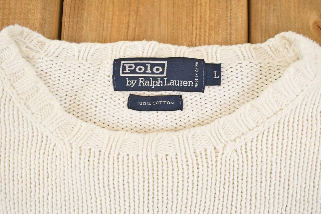 Vintage 1990s Polo By Ralph Lauren Loose Knit Crewneck Sweater Mens M / Abstract Pattern 3D Knitted Sweatshirt from propervintagecanada