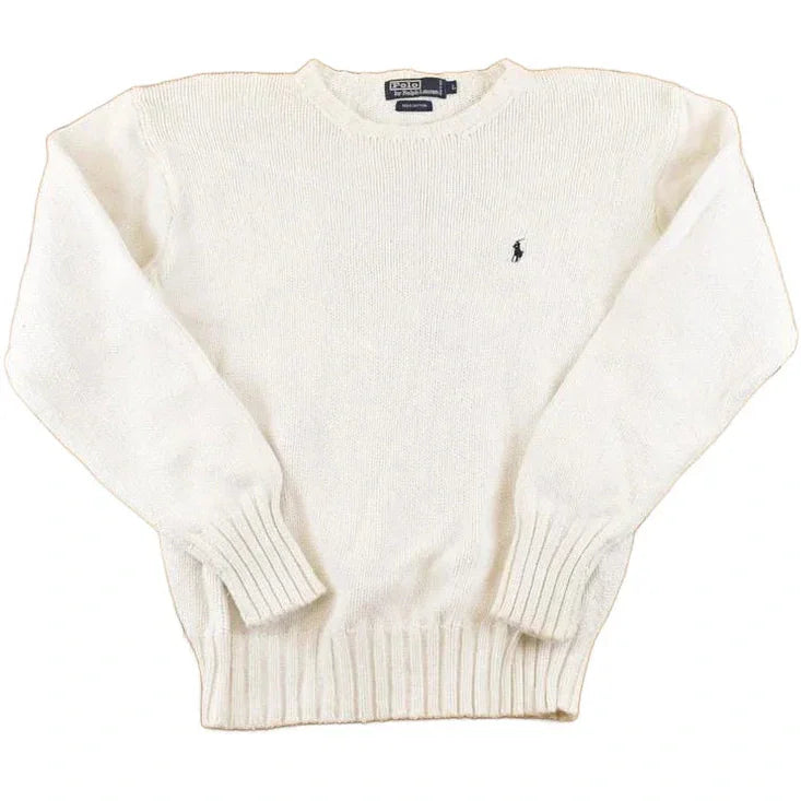 Vintage 1990s Polo By Ralph Lauren Loose Knit Crewneck Sweater Mens M / Abstract Pattern 3D Knitted Sweatshirt from propervintagecanada