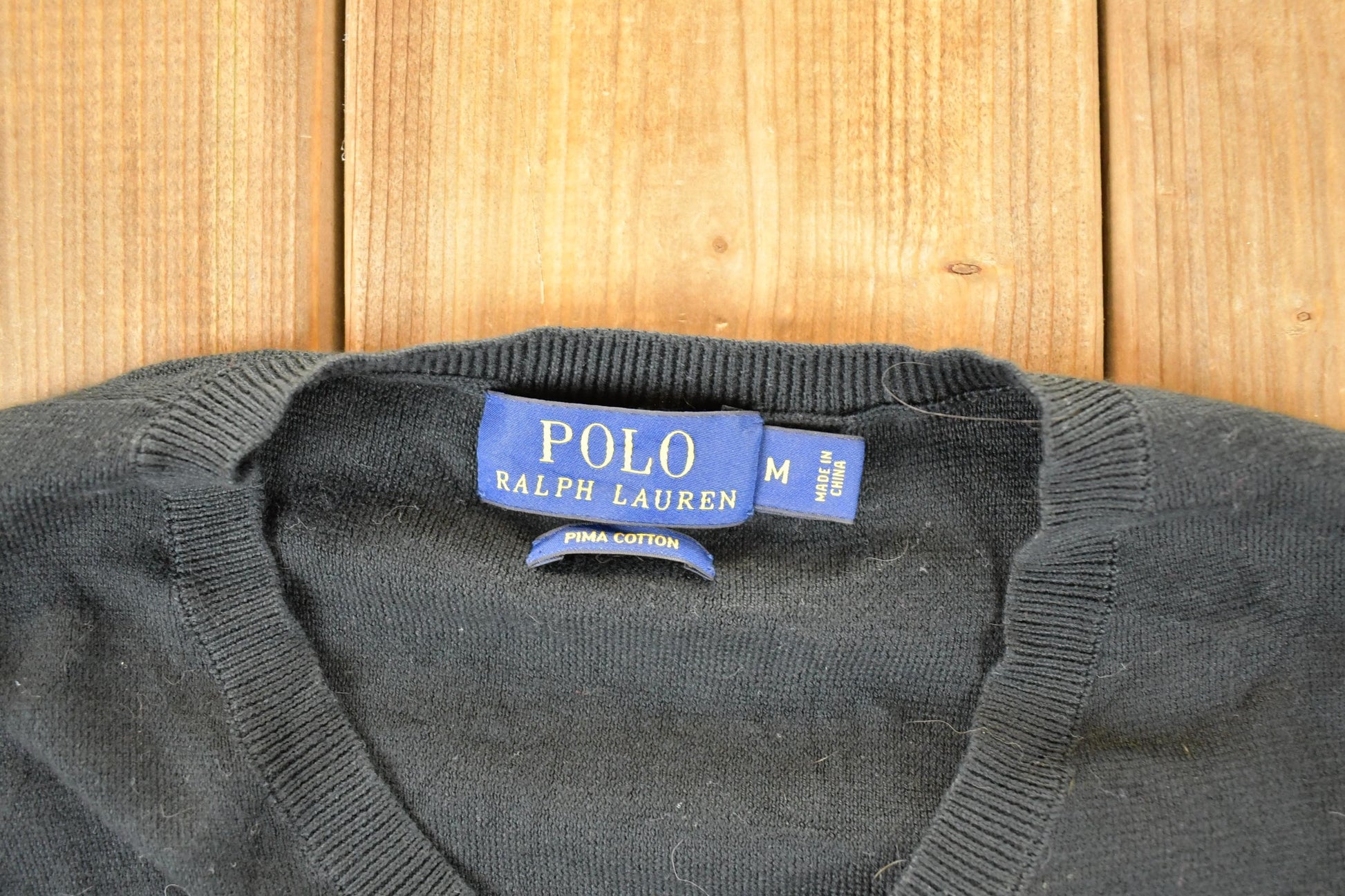 Vintage 1990s Polo By Ralph Lauren Pima Cotton V Neck Sweater Mens M from propervintagecanada