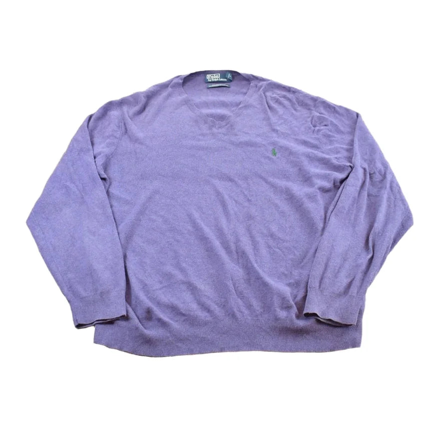 Vintage 1990s Polo By Ralph Lauren Pima Cotton V Neck Sweater Mens XL from propervintagecanada