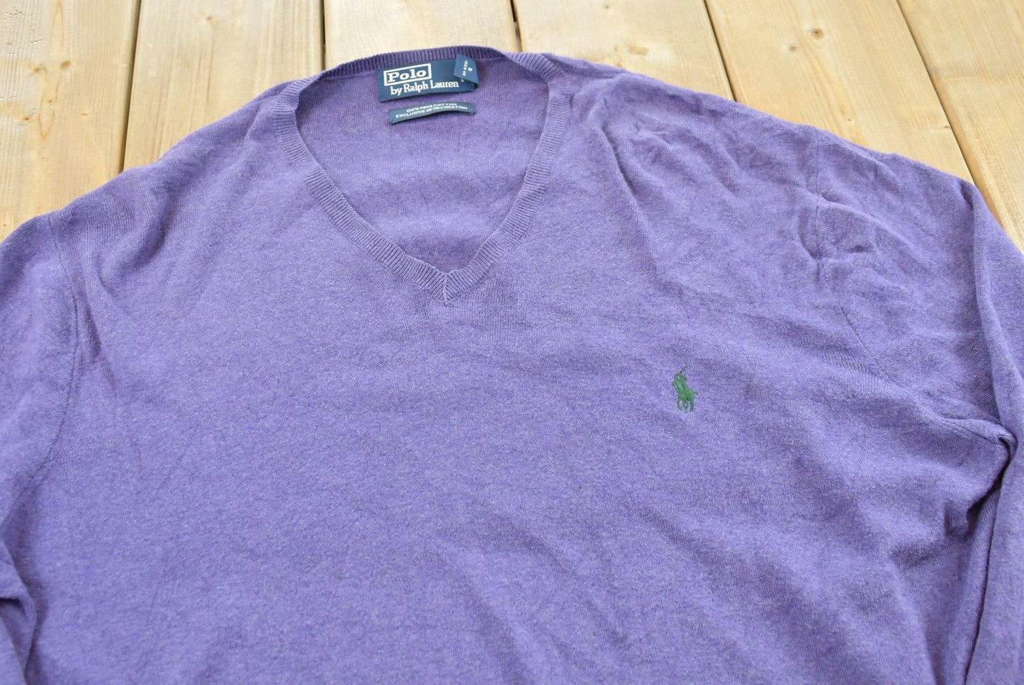 Vintage 1990s Polo By Ralph Lauren Pima Cotton V Neck Sweater Mens XL from propervintagecanada