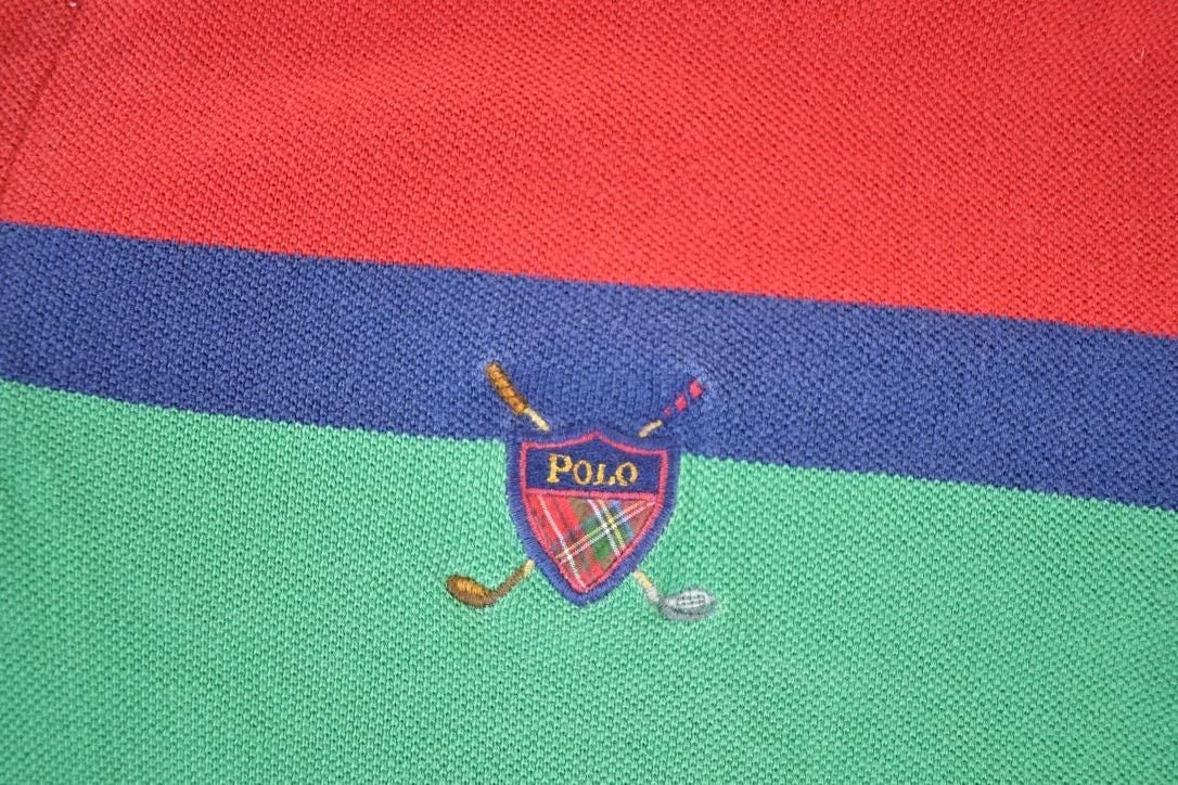 Vintage 1990s Polo By Ralph Lauren Quarter Button Short Sleeve Button Up Shirt Made In USA Men's XL from propervintagecanada