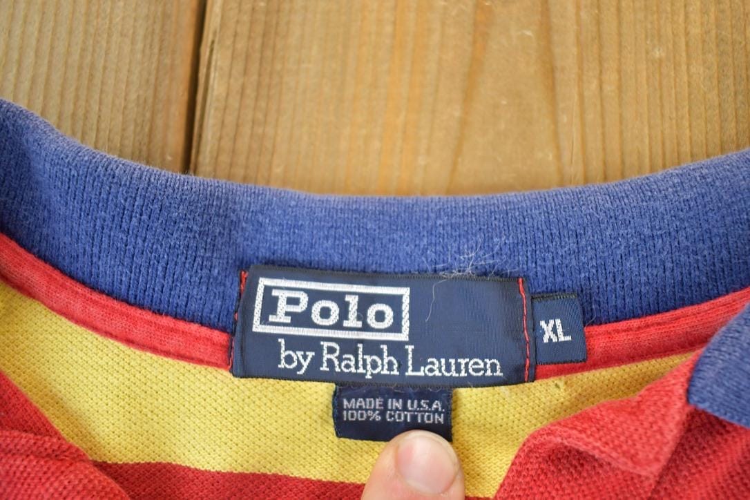 Vintage 1990s Polo By Ralph Lauren Quarter Button Short Sleeve Button Up Shirt Made In USA Men's XL from propervintagecanada