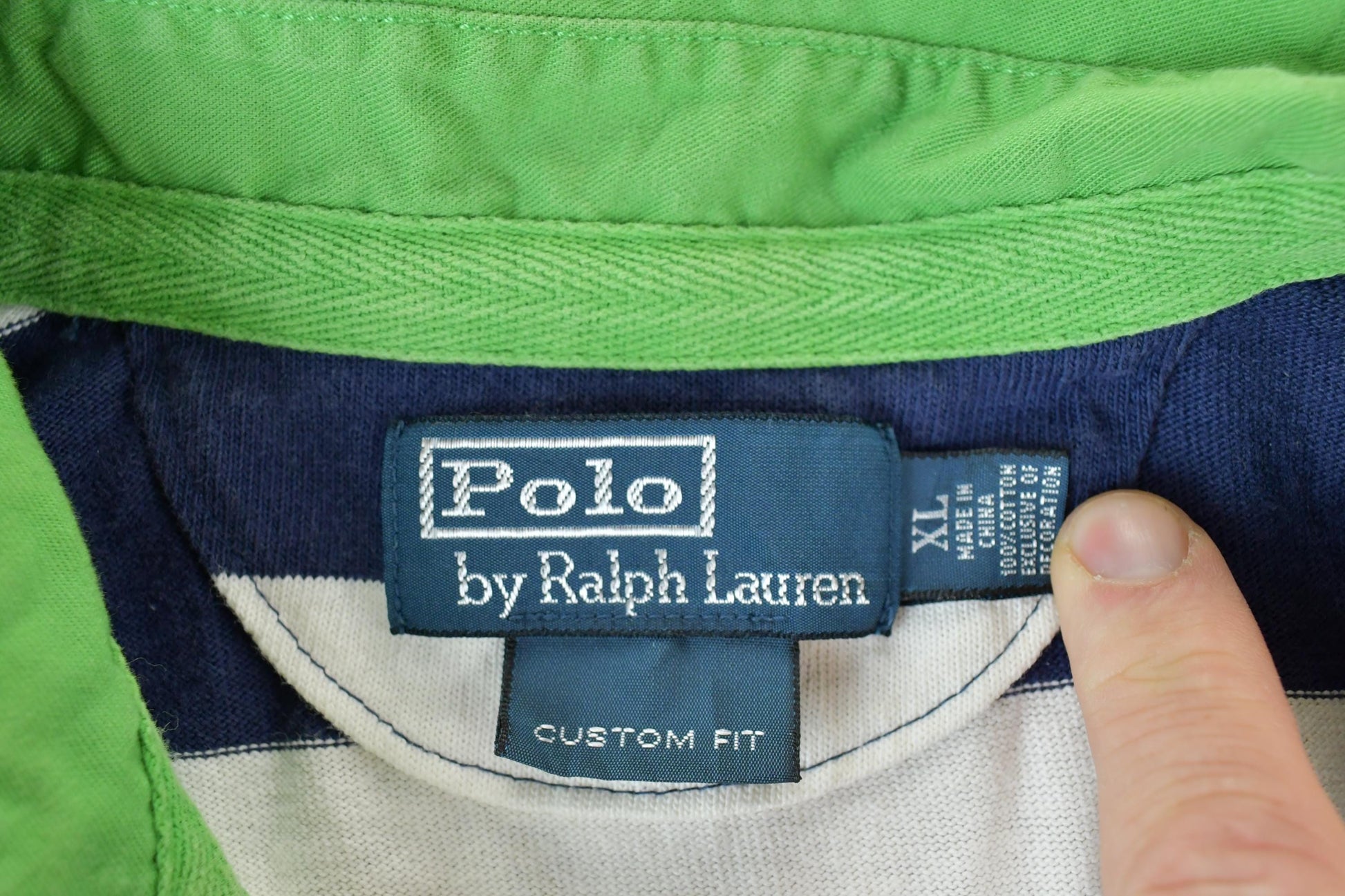 Vintage 1990s Polo By Ralph Lauren Quarter Button Up Long Sleeve Rugby Style Shirt from propervintagecanada