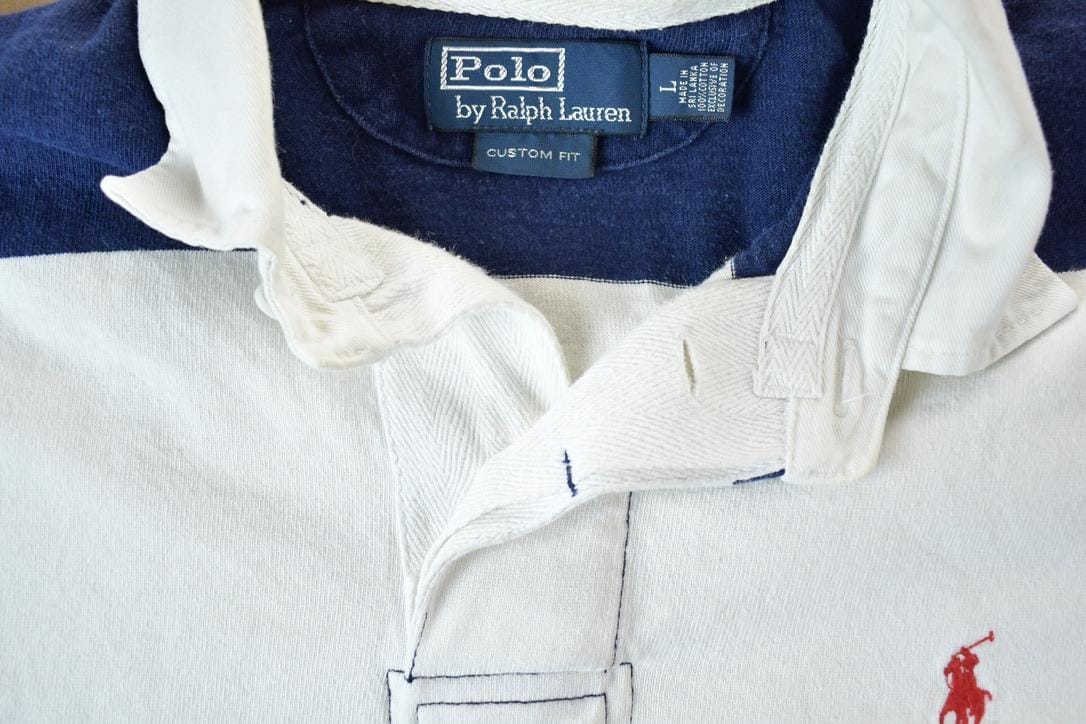Vintage 1990s Polo By Ralph Lauren Rugby Striped Button Up Shirt Men's Large from propervintagecanada