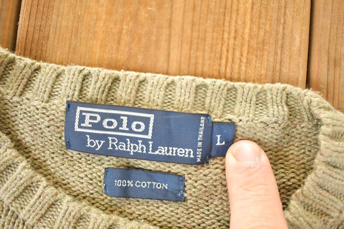 Vintage 1990s Polo By Ralph Lauren Tan Knit Crewneck Sweater Mens L from propervintagecanada
