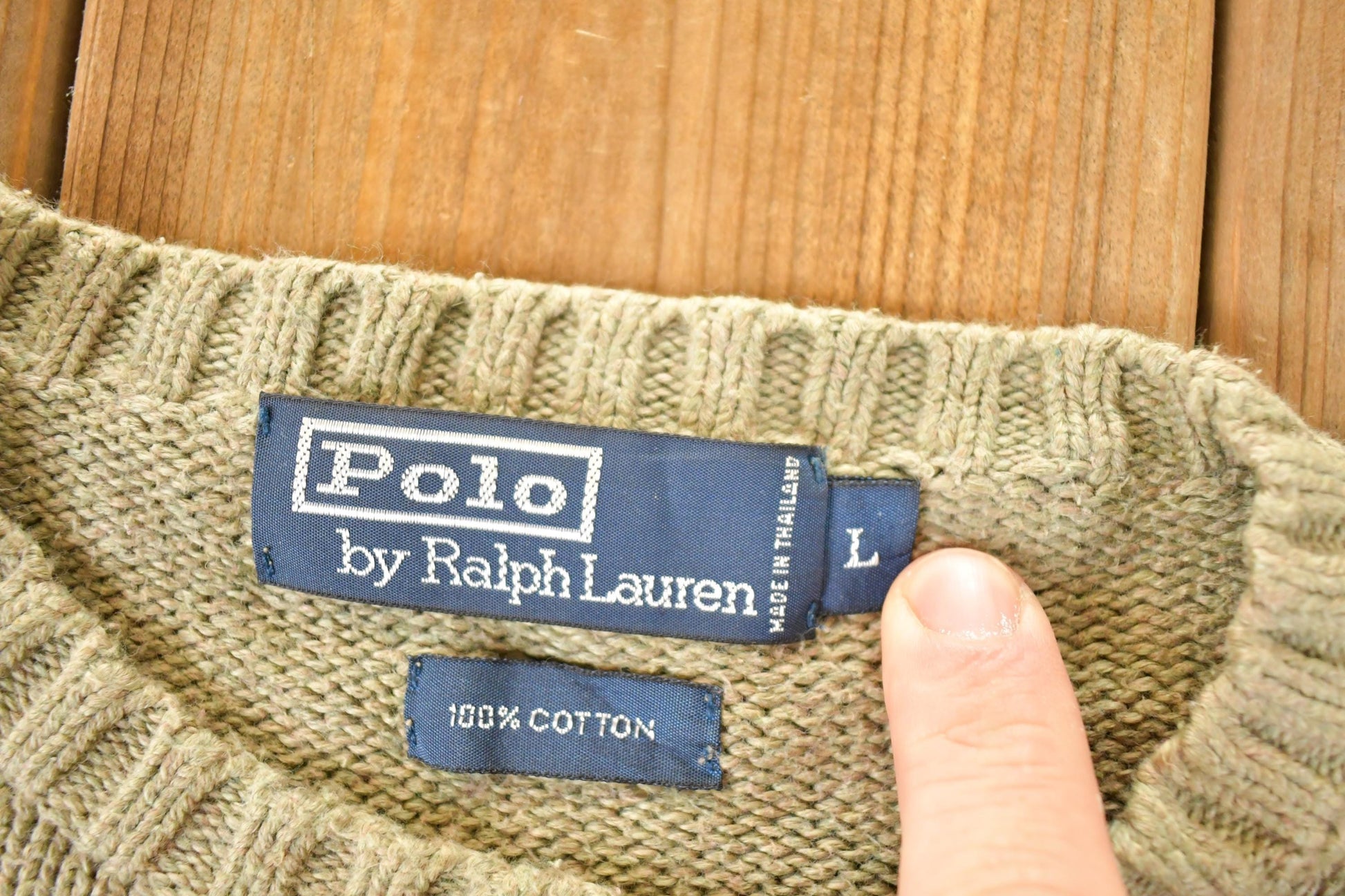 Vintage 1990s Polo By Ralph Lauren Tan Knit Crewneck Sweater Mens L from propervintagecanada