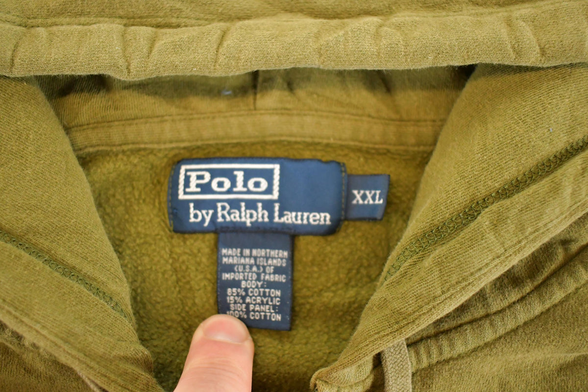 Vintage 1990s Polo By Ralph Lauren Zip Up Hoodie Sweatshirt Men's XXL from propervintagecanada