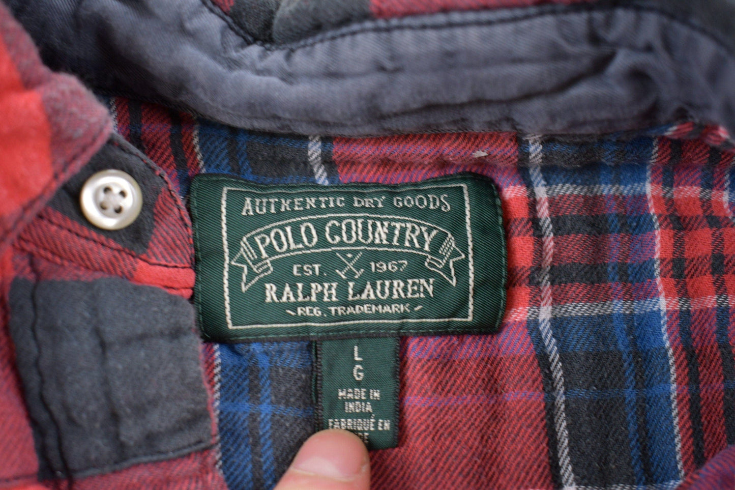 Vintage 1990s Polo Country Plaid Western Button Up Shirt Men's Large from propervintagecanada