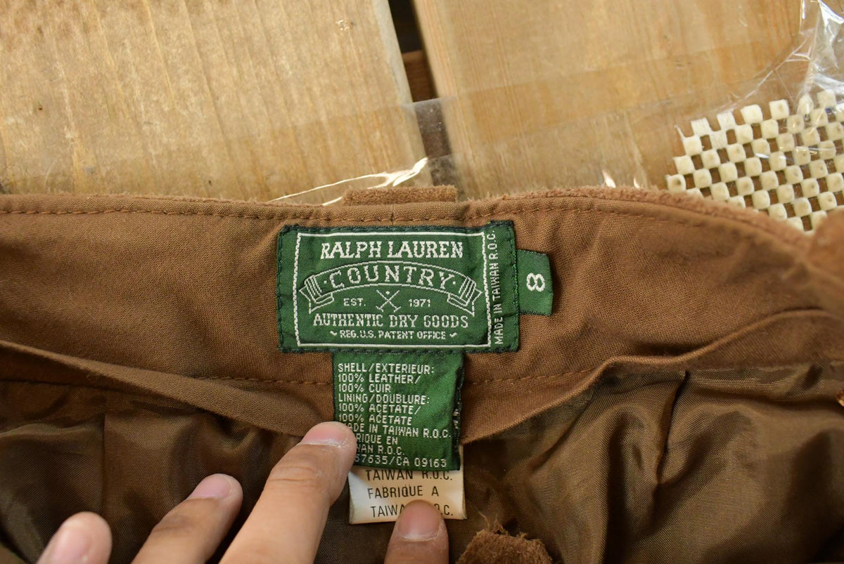 Vintage 1990s Polo Country Western Leather Suede Pants Women's 29 x 29 from propervintagecanada