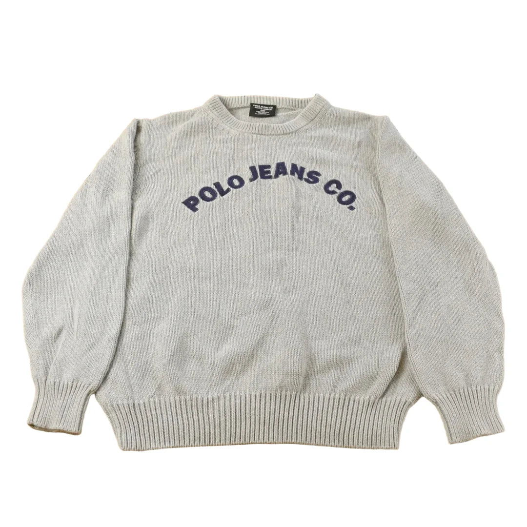 Vintage 1990s Polo Jeans Co Ralph Lauren Knit Cotton Crewneck Sweater Men's L from propervintagecanada