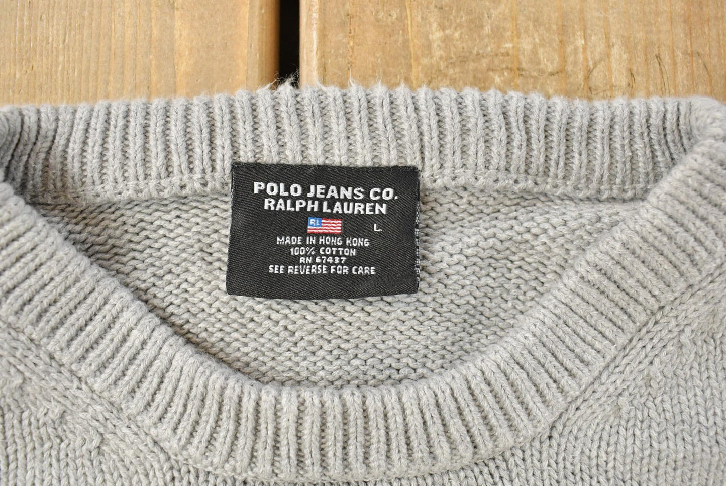 Vintage 1990s Polo Jeans Co Ralph Lauren Knit Cotton Crewneck Sweater Men's L from propervintagecanada