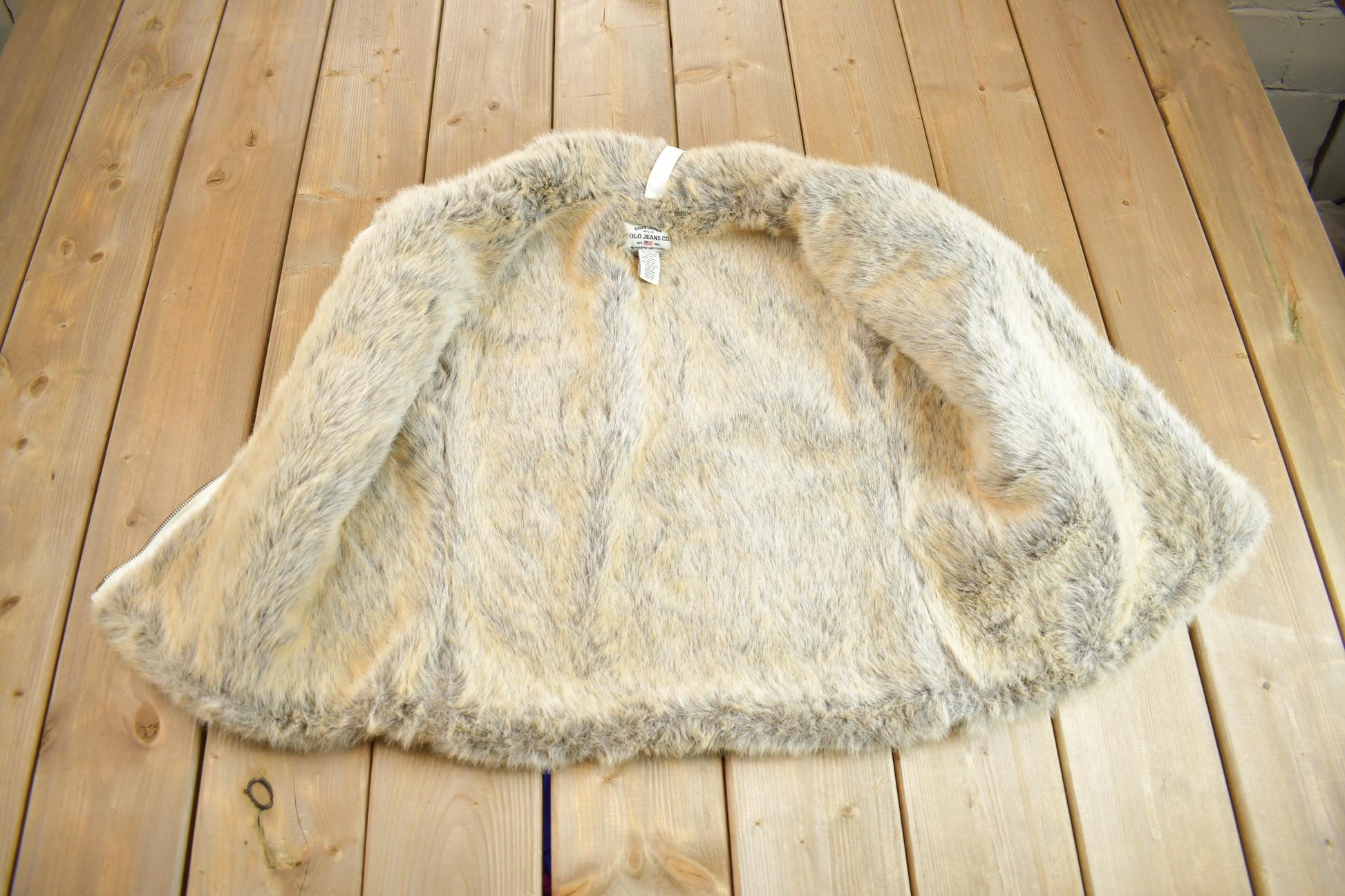Vintage 1990s Polo Jeans Fur Lined Embroidered Sweater Vest Women's M from propervintagecanada