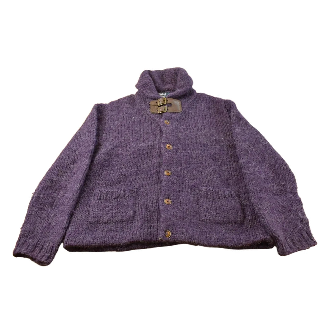 Vintage 1990s Polo Ralph Lauren Alpace Wool Hand Knit Cardigan Sweater Women's XL from propervintagecanada