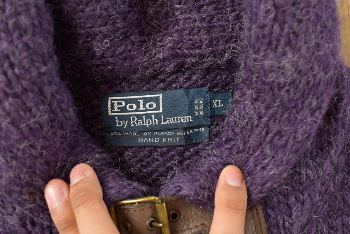 Vintage 1990s Polo Ralph Lauren Alpace Wool Hand Knit Cardigan Sweater Women's XL from propervintagecanada