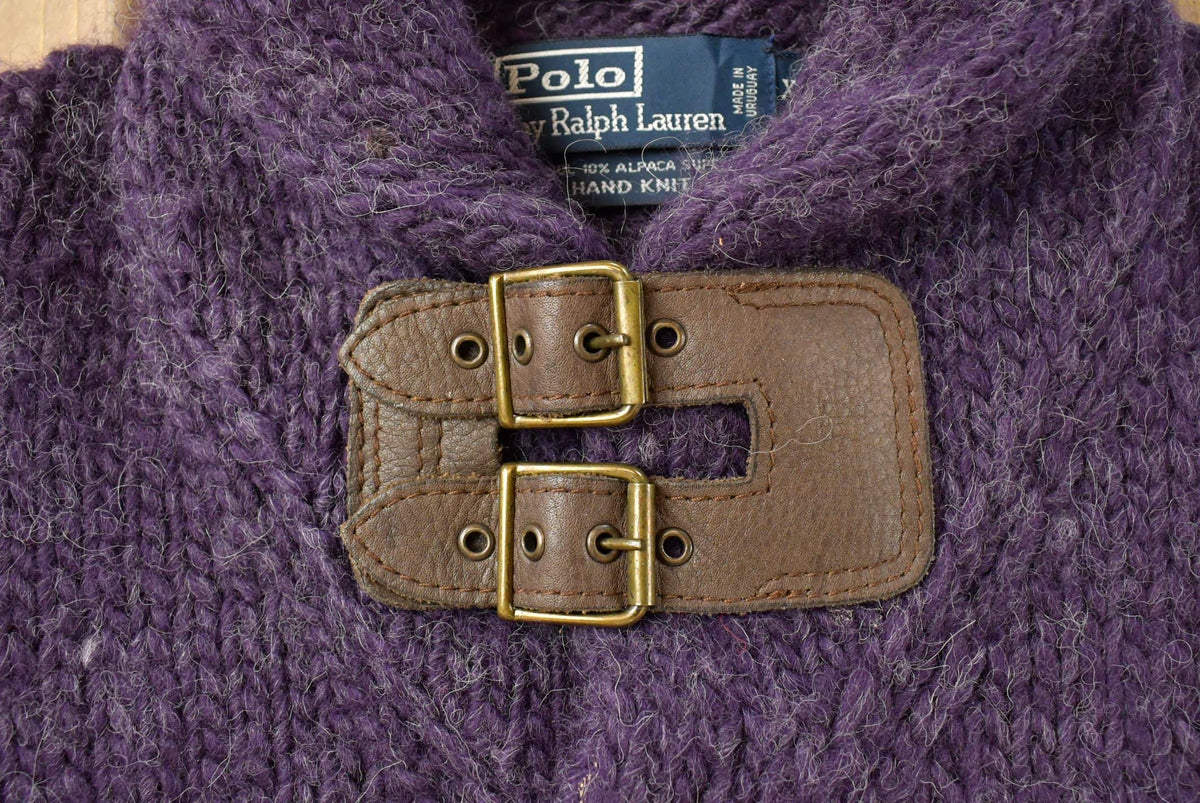 Vintage 1990s Polo Ralph Lauren Alpace Wool Hand Knit Cardigan Sweater Women's XL from propervintagecanada