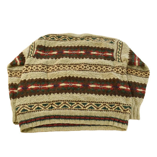 Vintage 1990s Polo Ralph Lauren Aztec Nordic Wool Hand Knit Sweater Men's L from propervintagecanada