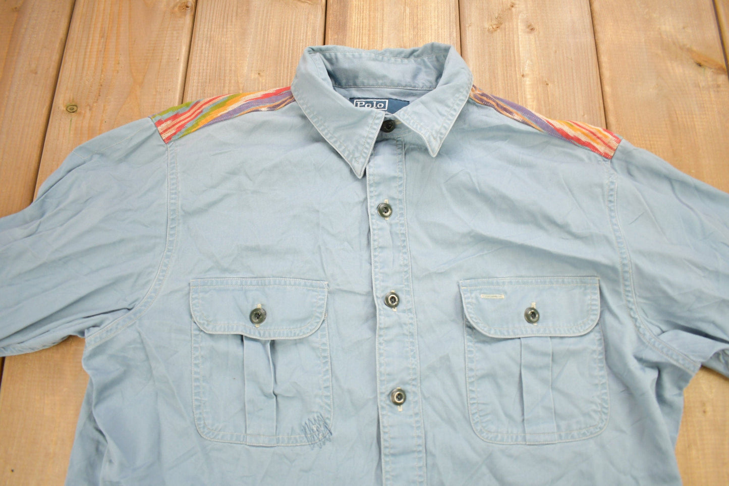 Vintage 1990s Polo Ralph Lauren Aztec Shoulder Button Up Shirt Men's MMen's Medium from propervintagecanada