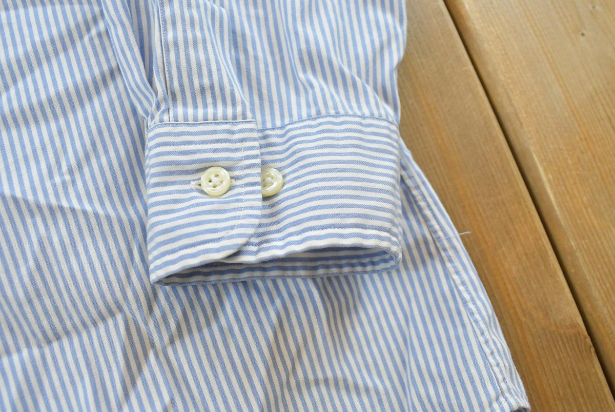 Vintage 1990s Polo Ralph Lauren Blue Striped Button Up Dress Shirt Mens 2XL from propervintagecanada