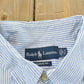 Vintage 1990s Polo Ralph Lauren Blue Striped Button Up Dress Shirt Mens 2XL from propervintagecanada